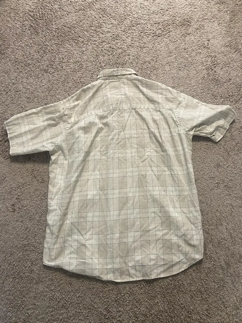 Murano Shirt Mens XL Beige Plaid Short Sleeve Button Up Cotton Casual Summer